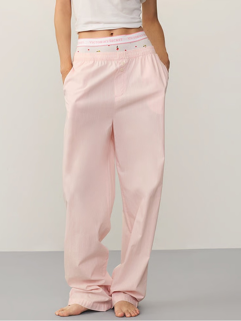 VS Heritage Cotton Pajama Pant Light Pink Stripe